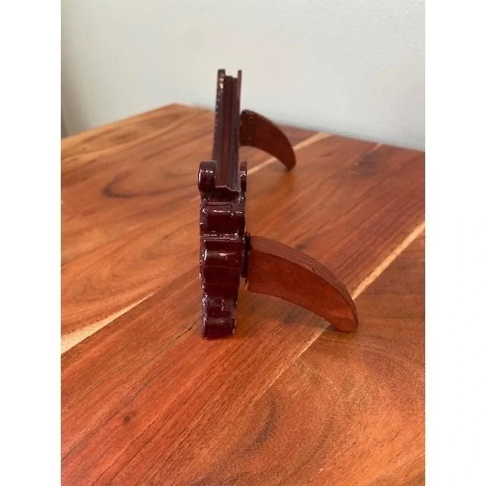 Dragon Display Stand Mahogany Easel For Plates 7.5in Vintage Tider Glass Carved